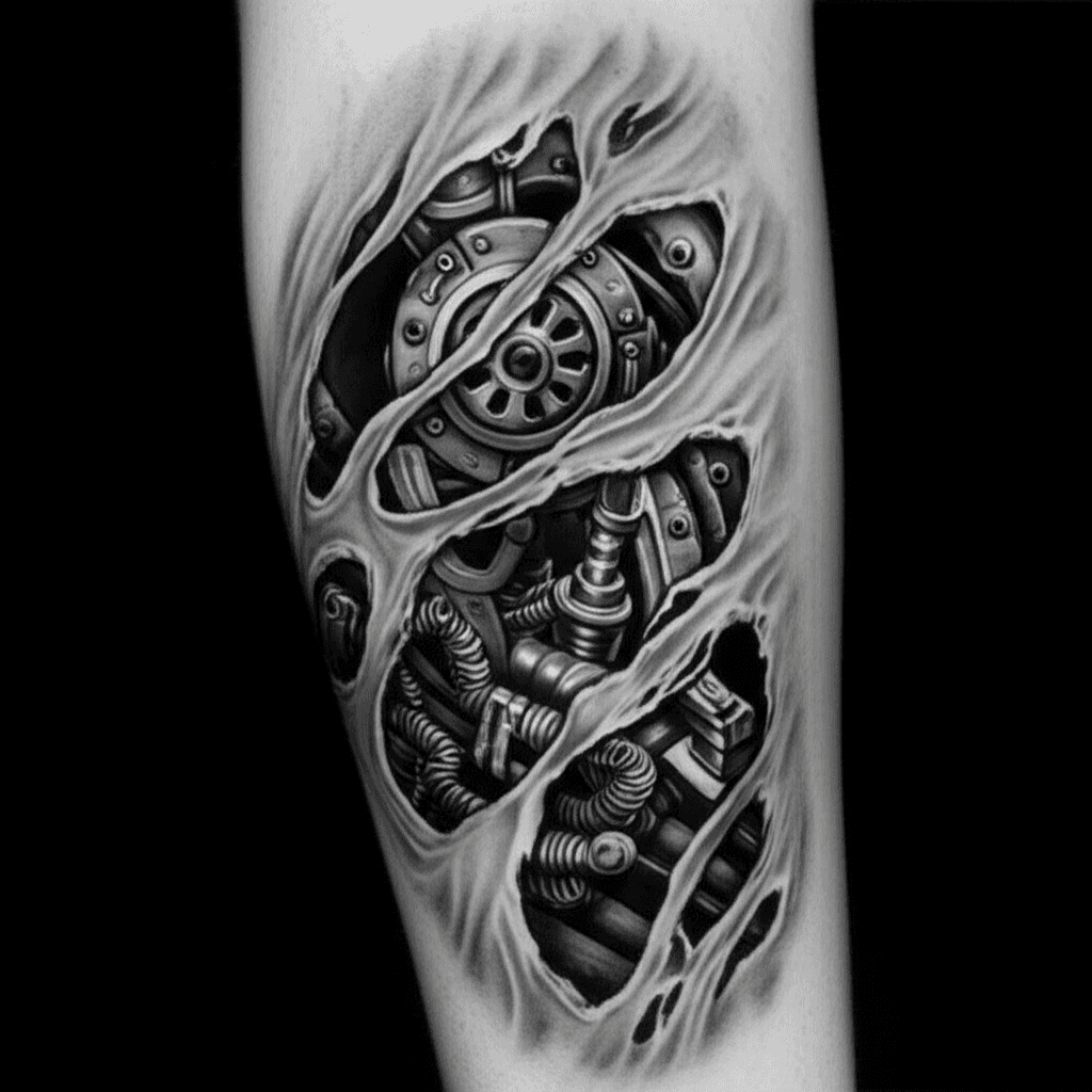 AI生成の機械仕掛けのタトゥー画像