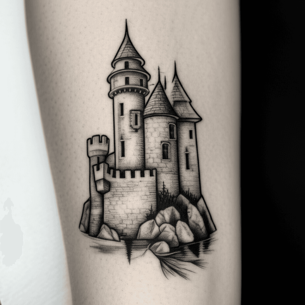 AI生成の🏯のタトゥー画像