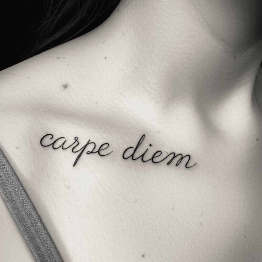 AI生成の鎖骨のCarpe Diemのタトゥー画像
