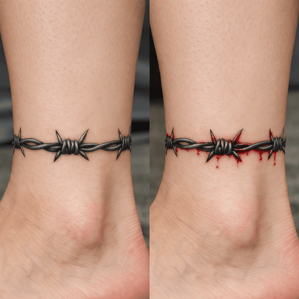 レッド(血の表現)の有刺鉄線タトゥーの参考例