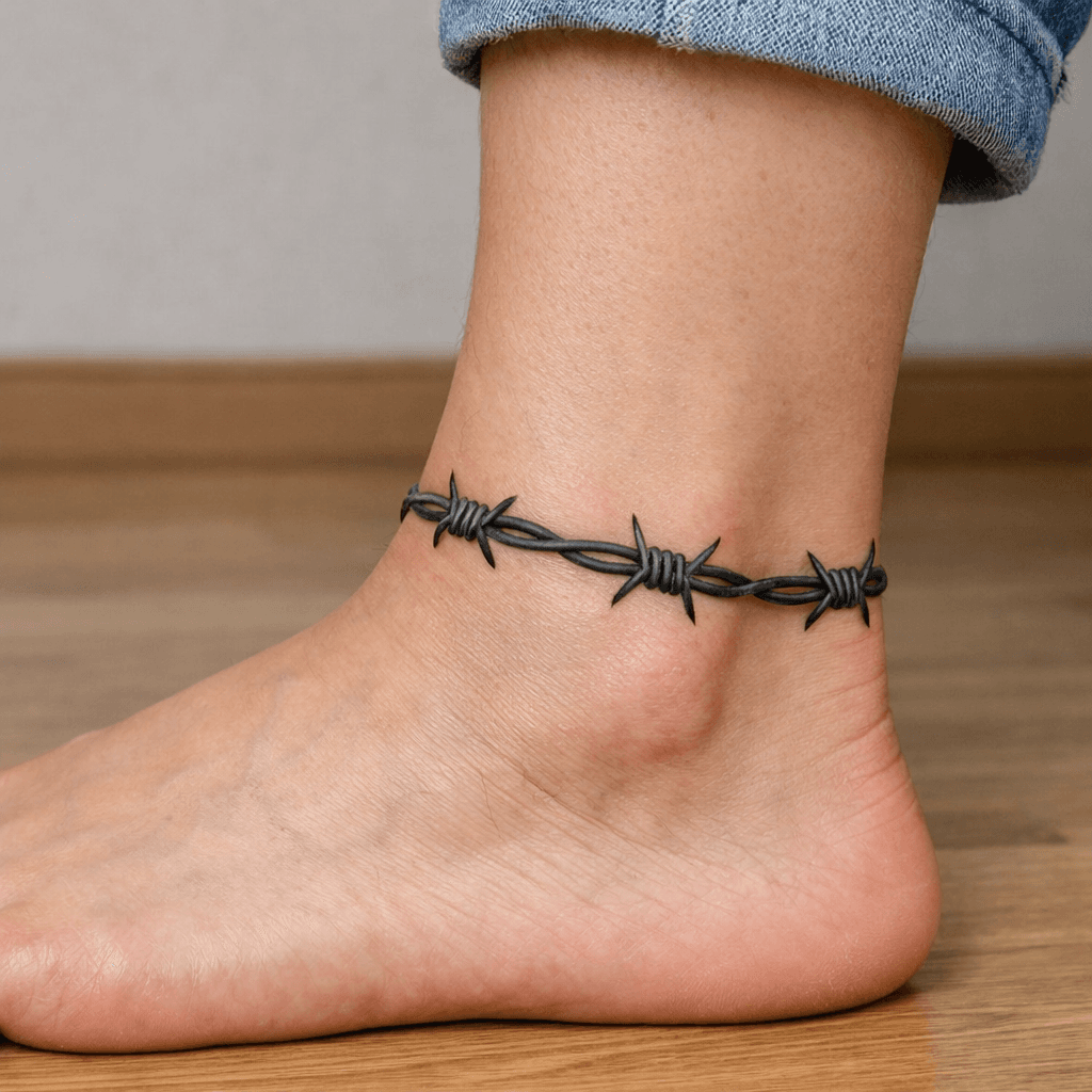 腕・足首に入れた有刺鉄線タトゥーの参考例