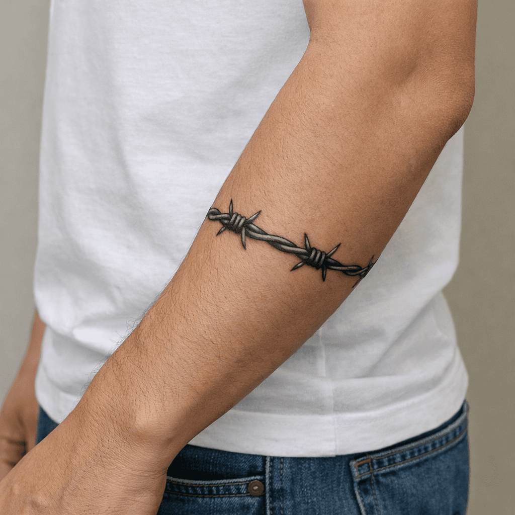 中サイズの有刺鉄線タトゥーの参考例