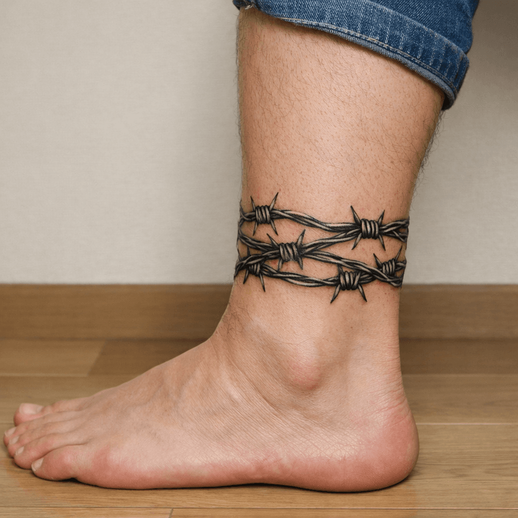 大サイズ(巻きつけ)の有刺鉄線タトゥーの参考例