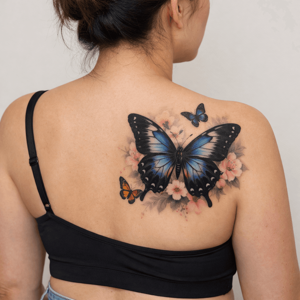 主役にしやすい大きさの蝶タトゥーの参考例