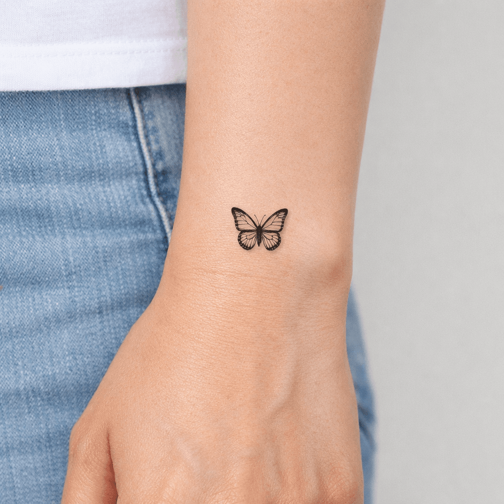 小さめのワンポイントの蝶タトゥーの参考例