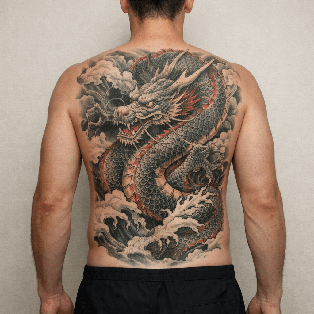 バックピース級の龍タトゥーの参考例