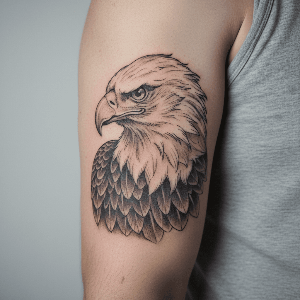 ミディアムサイズの鷲タトゥーの参考例