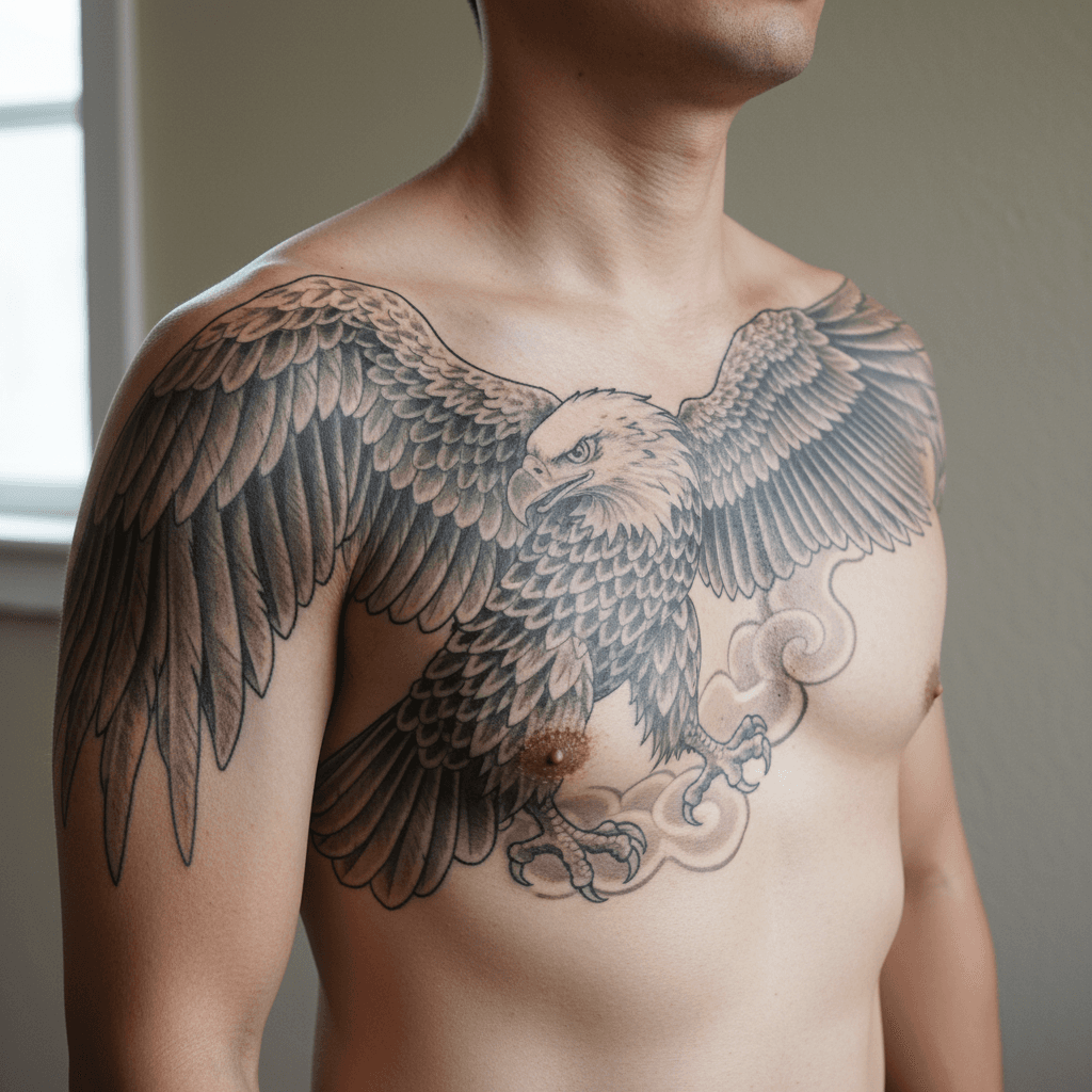 ラージサイズの鷲タトゥーの参考例