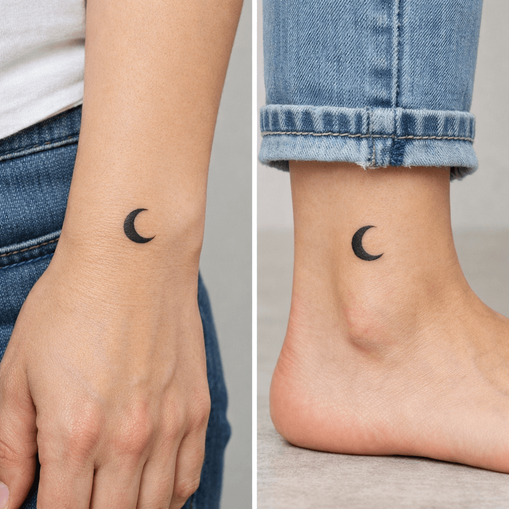 手首・足首に入れた月タトゥーの参考例