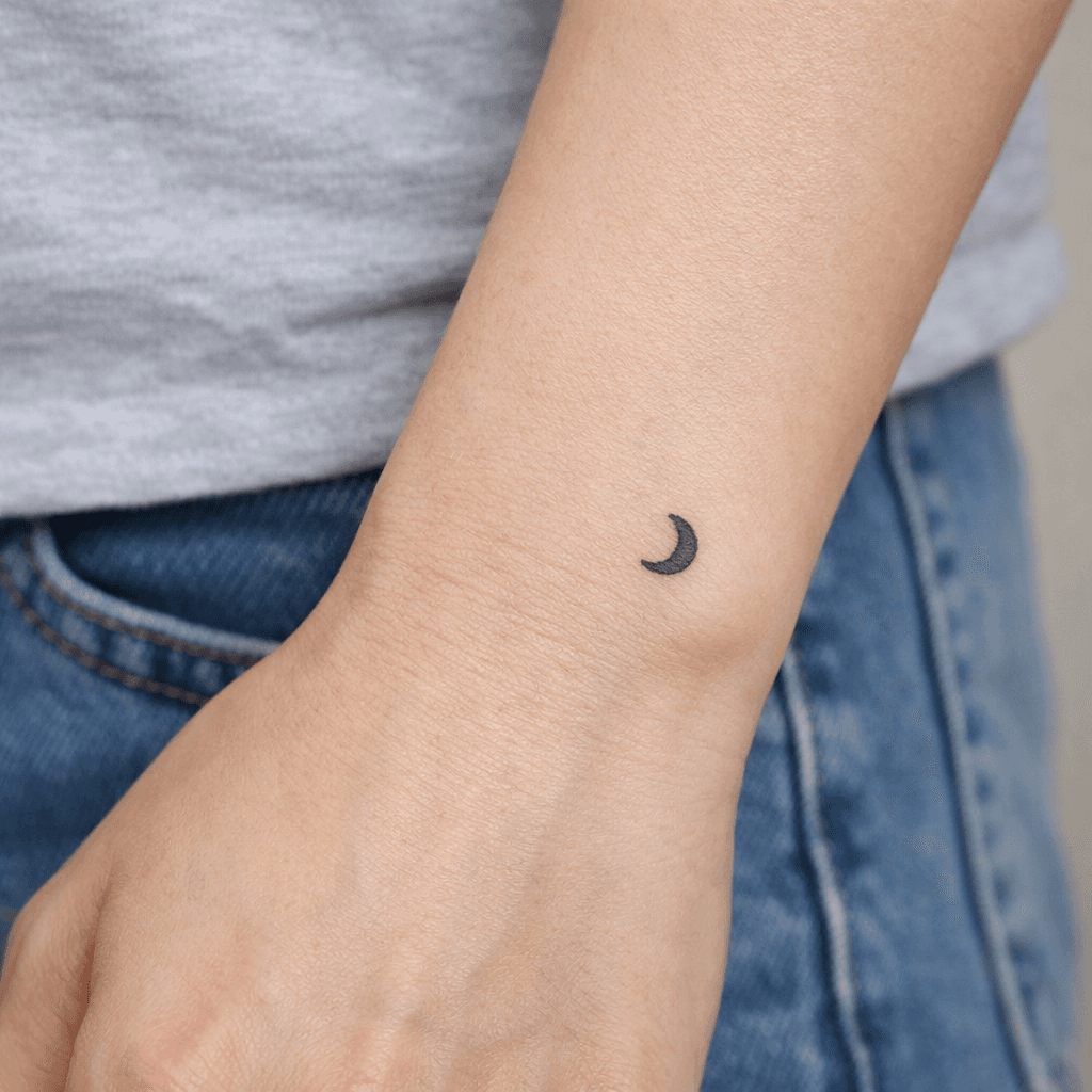 小さな三日月の月タトゥーの参考例