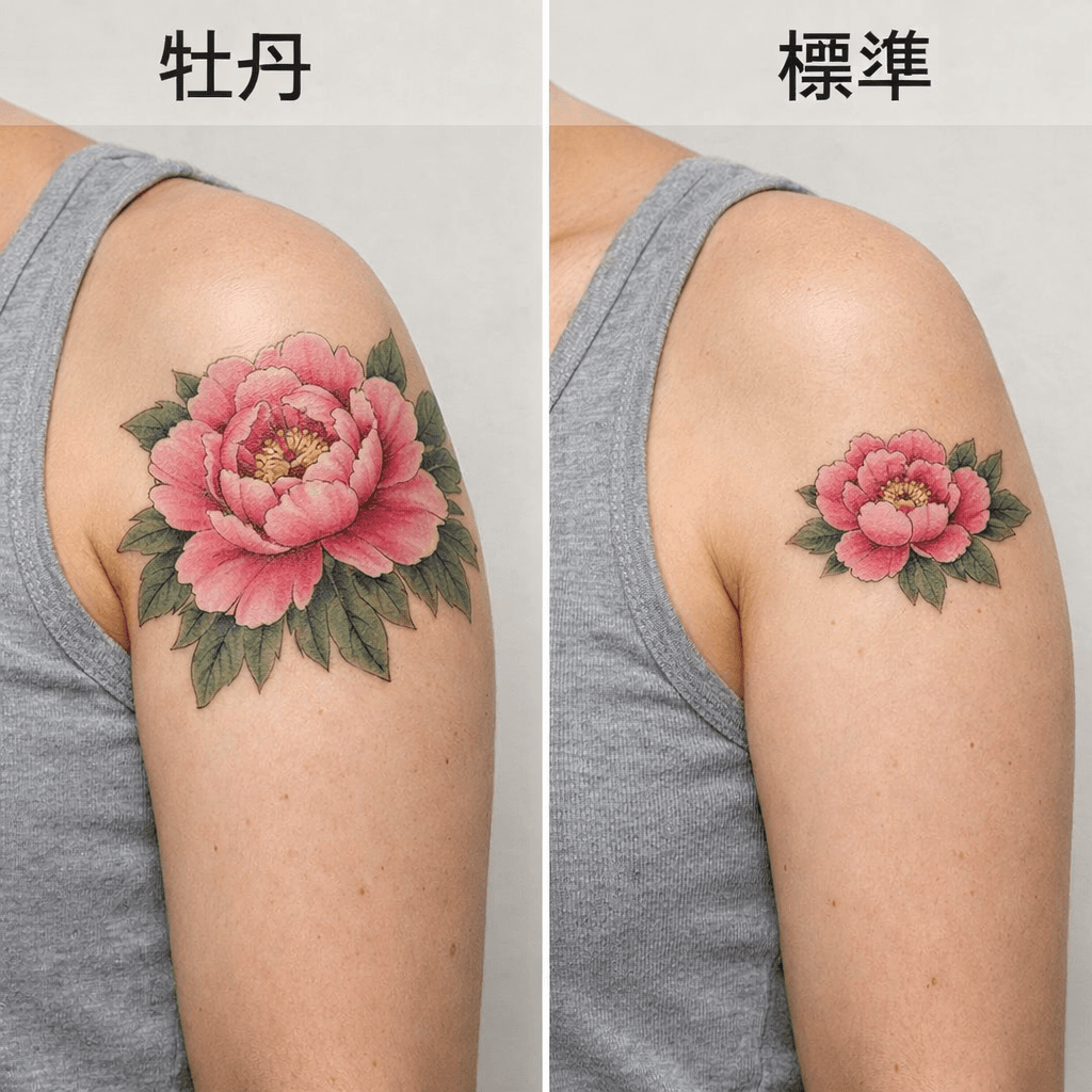 標準の牡丹タトゥーの参考例