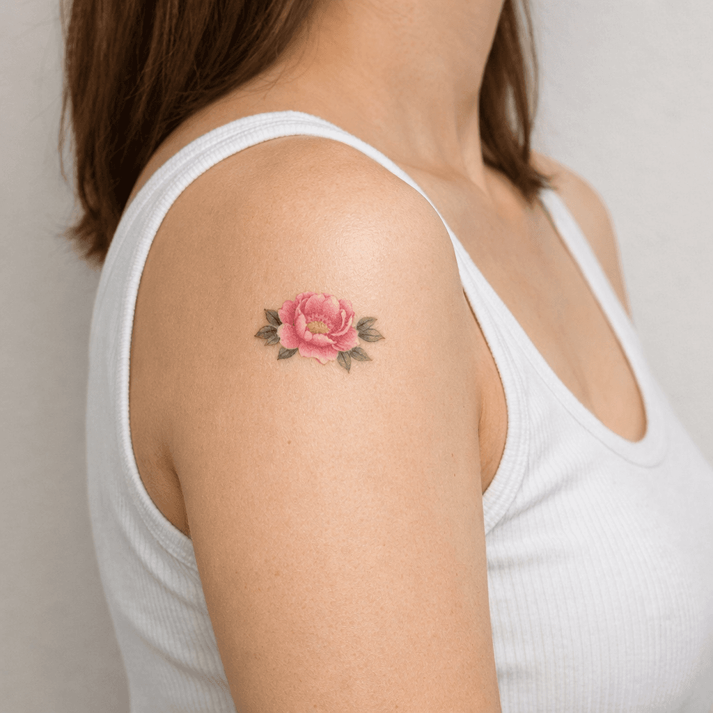 小さめの牡丹タトゥーの参考例