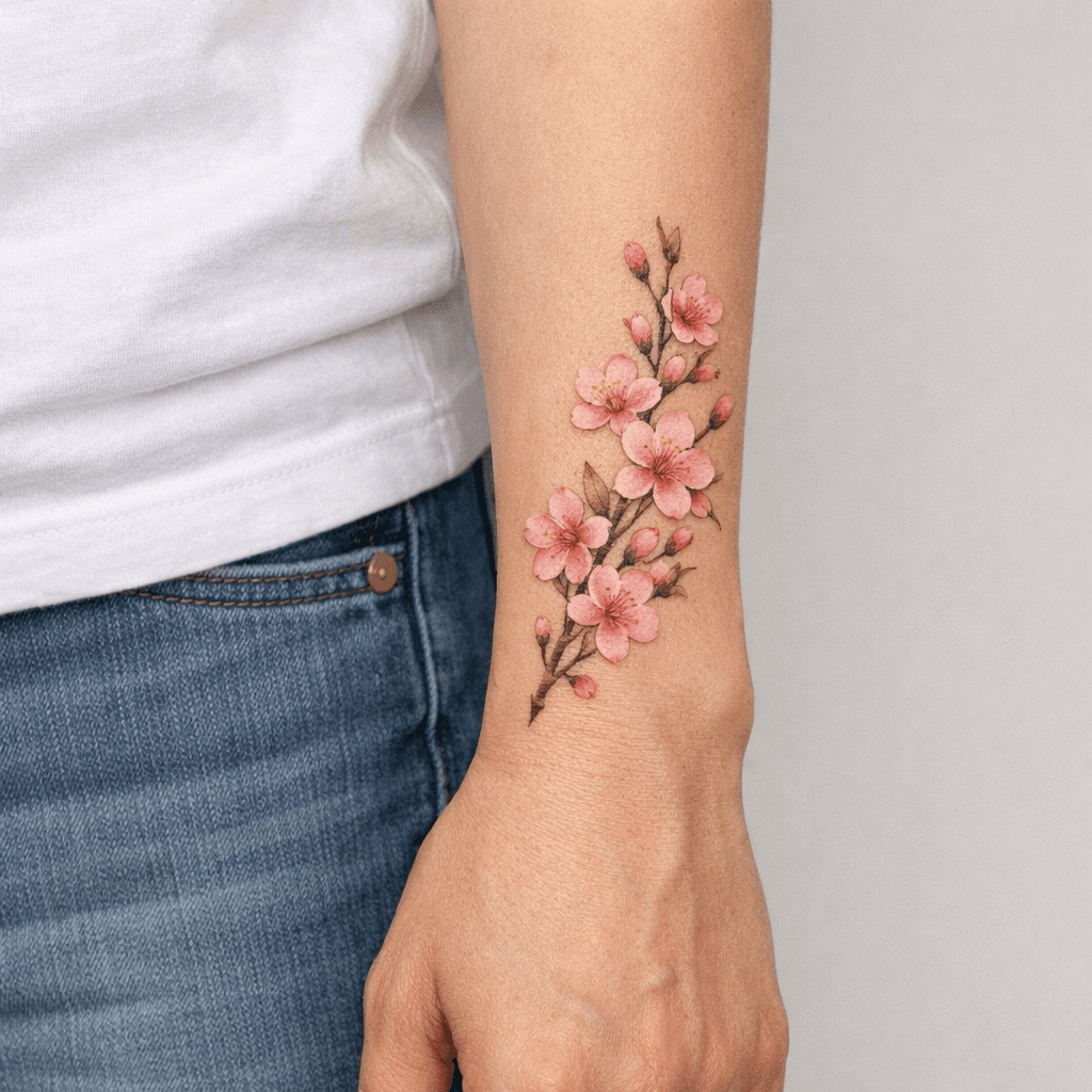 前腕・手首に入れた桜タトゥーの参考例