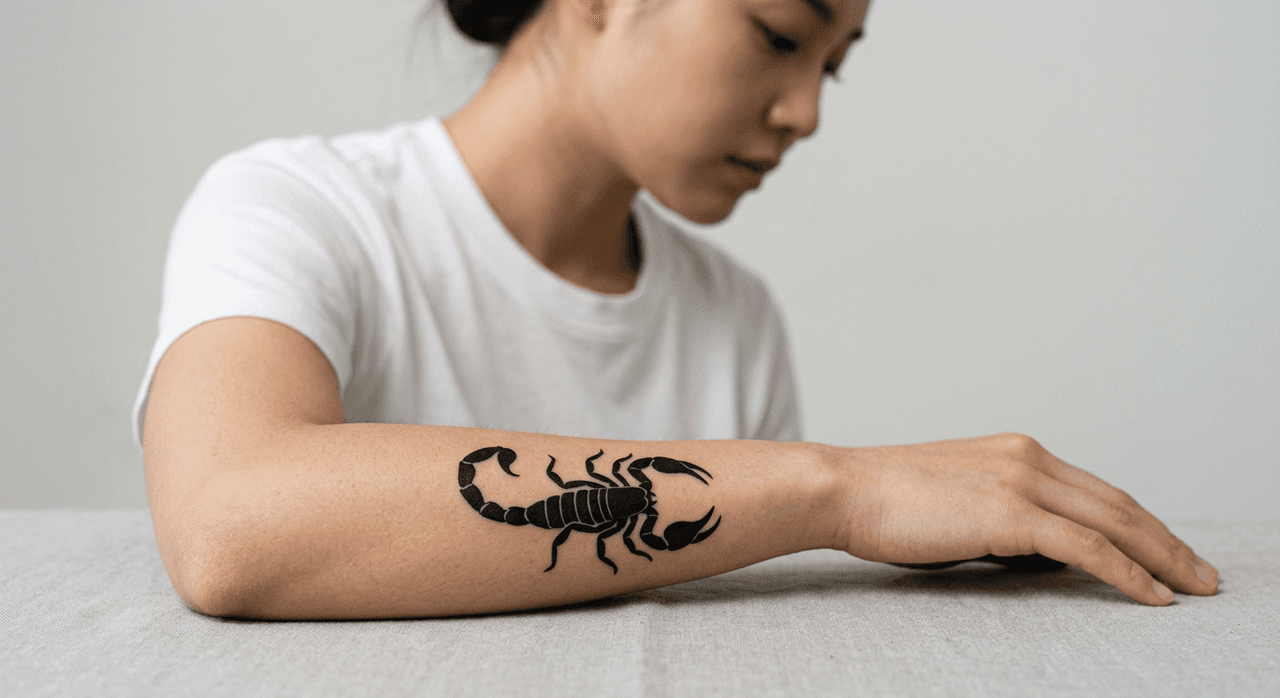 ワンカラー・黒ベタのサソリタトゥーの参考例