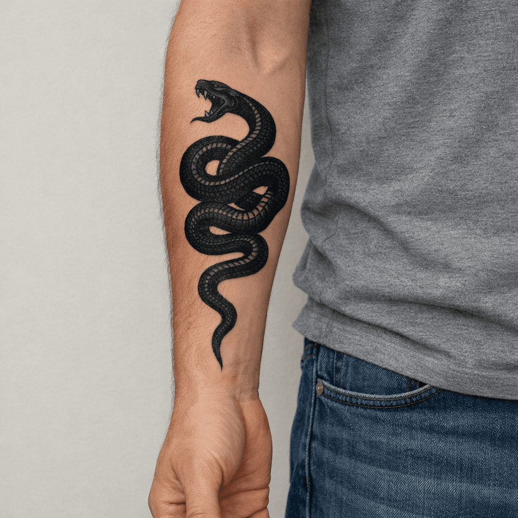 ブラックワークの蛇タトゥーの参考例